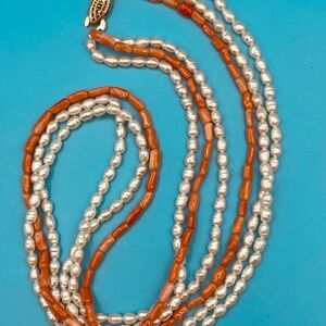 Fresh Water Pearl and Coral Necklace